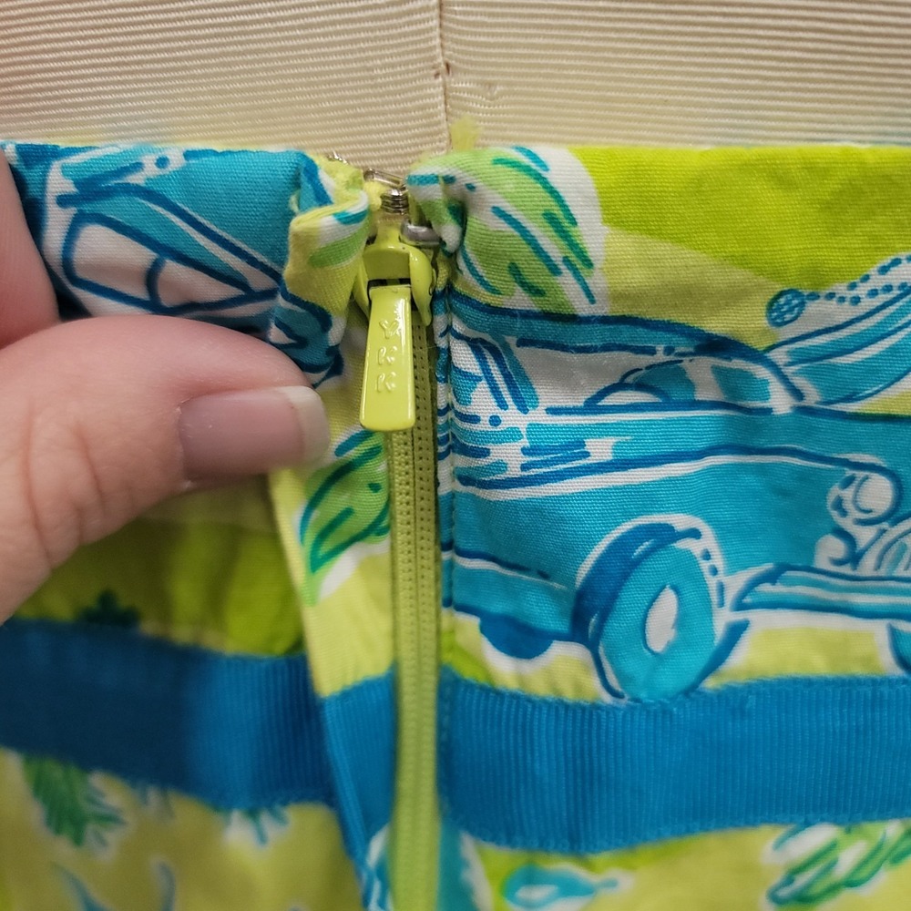 Lilly Pulitzer Vintage Sabrina Dress Size 6 Cruisin Car Print Strapless‎ Bow - Picture 3 of 9